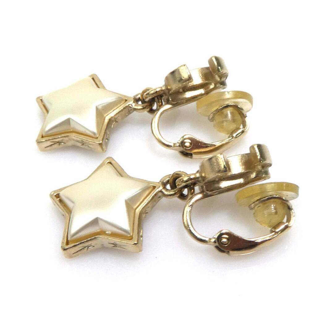 CHANEL Authentic White Pearl Logo Earrings - Picture 4 of 5